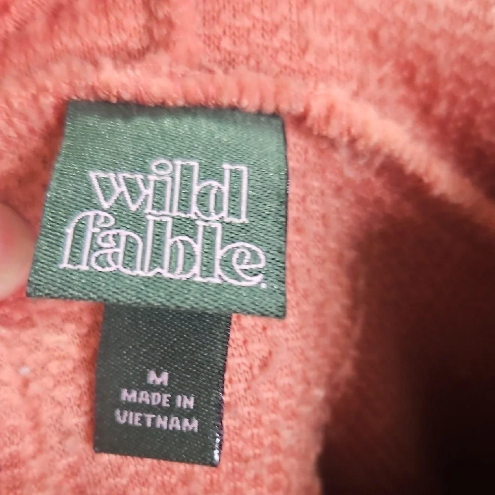 Wild Fable Coral Sherpa Pullover Cropped Hoodie Jacket - Picture 2 of 5